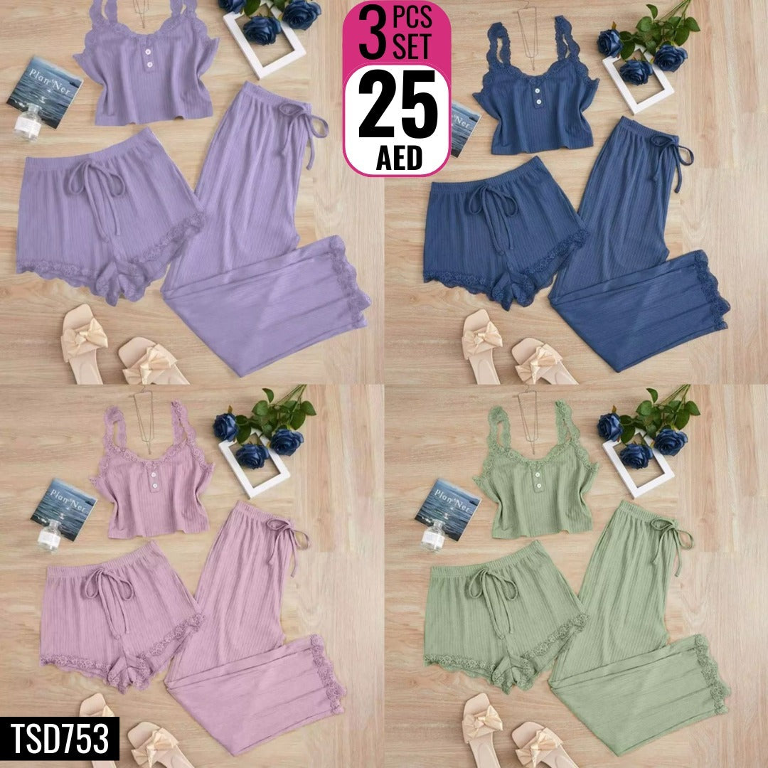 3-piece ribbed loungewear set - TSD753