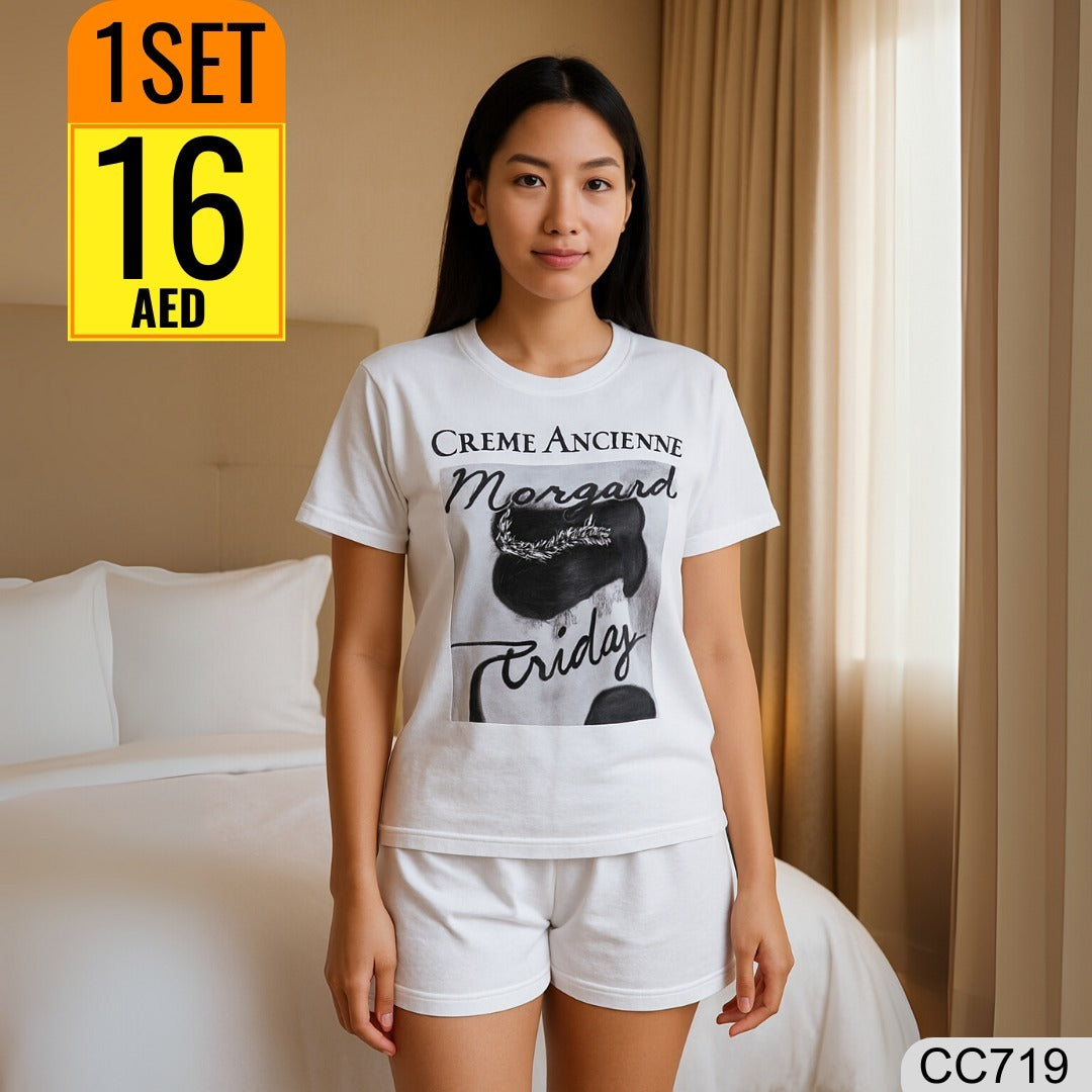 Casual and comfy 2-piece printed nightwear set - CC719