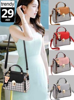 Trendy check-pattern crossbody handbag - BE TRENDY BAGS