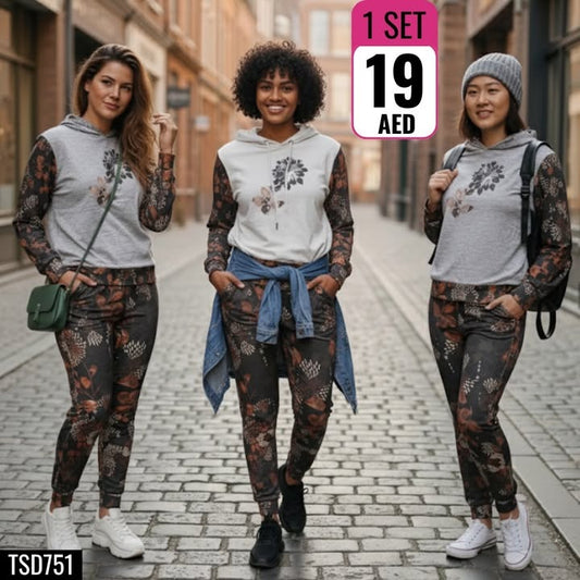 Women’s Floral Hoodie Set – TSD751