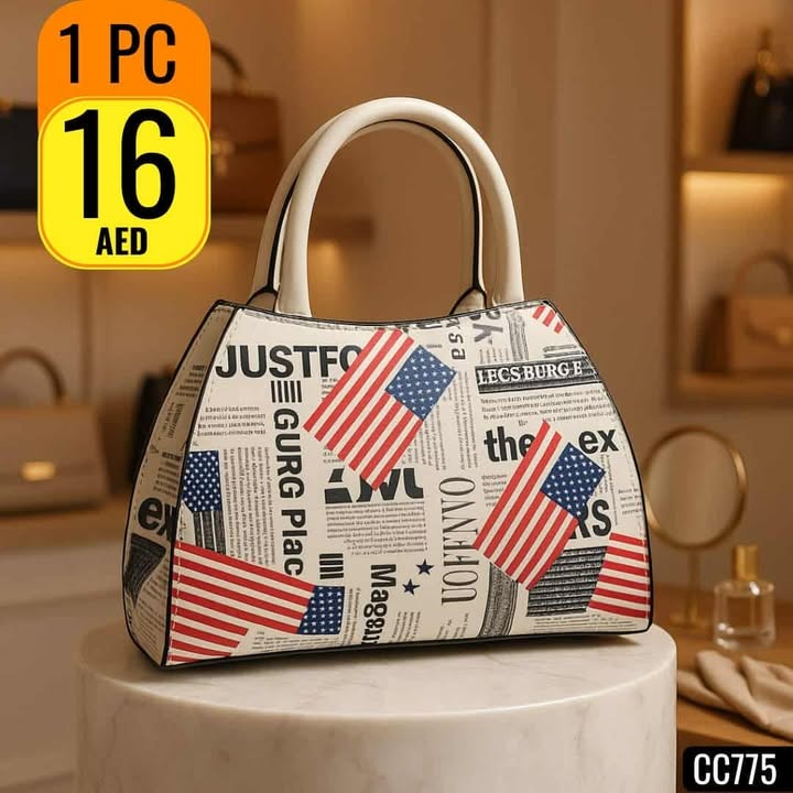 Patriotic Newspaper Print Handbag - CC775
