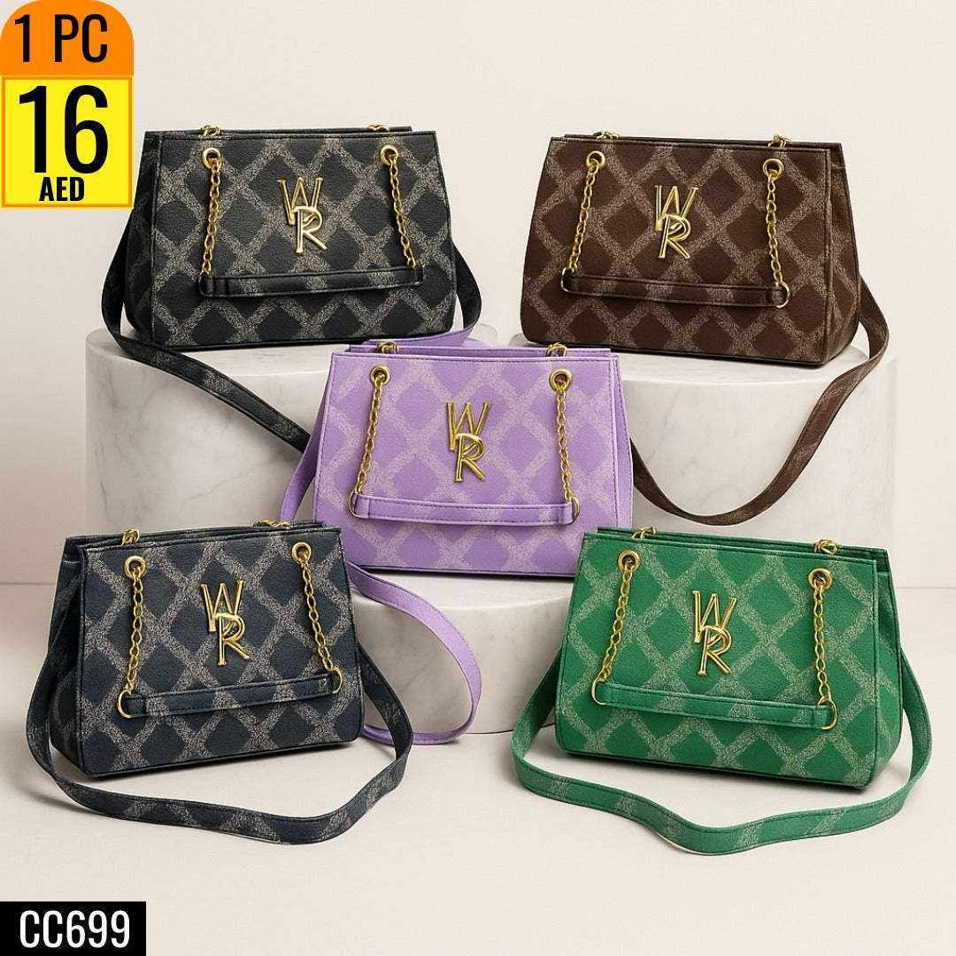 Chic Diamond Pattern Handbag with Chain Strap - CC699