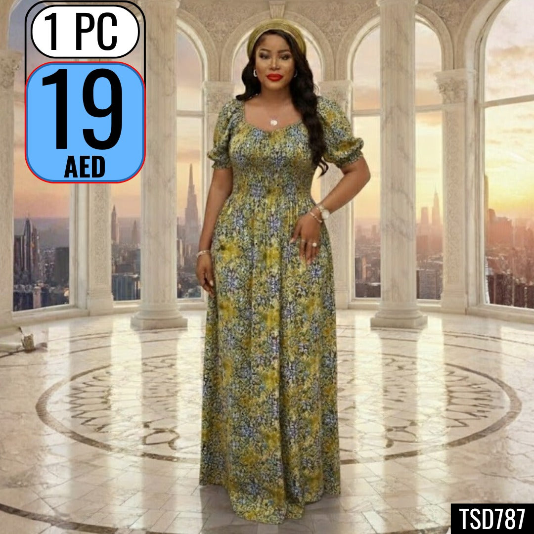 (Elegant Floral Maxi Dress) - TSD787