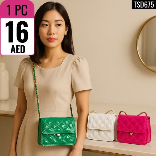 Stylish Quilted Crossbody Bag - TSD675