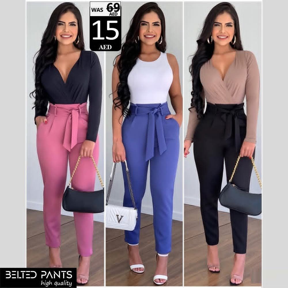 Women’s Belted High-Waist Pants