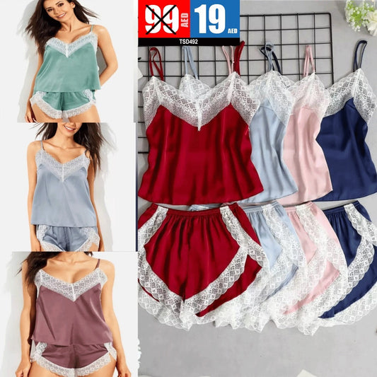 Women’s Lace Satin Nightwear Set  - TSD492