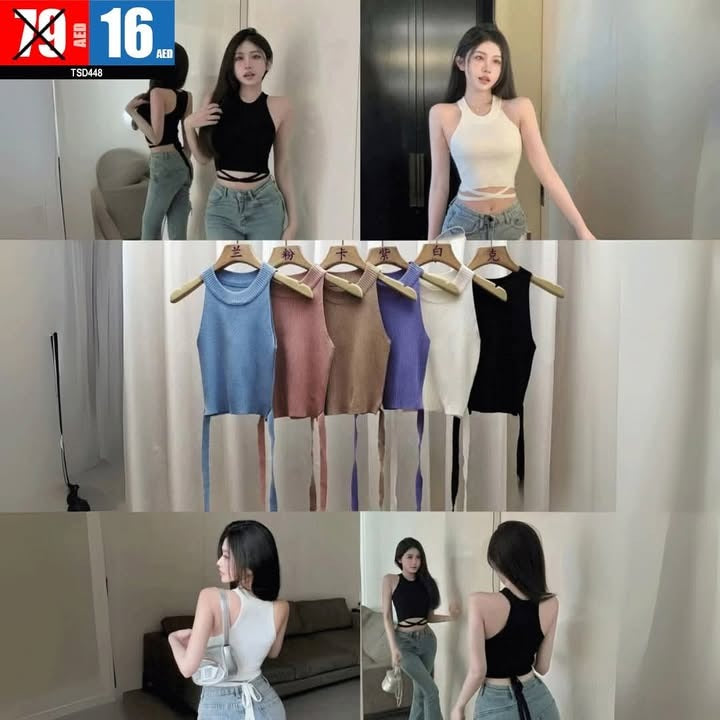Crisscross Tie Back Crop Top - TSD448
