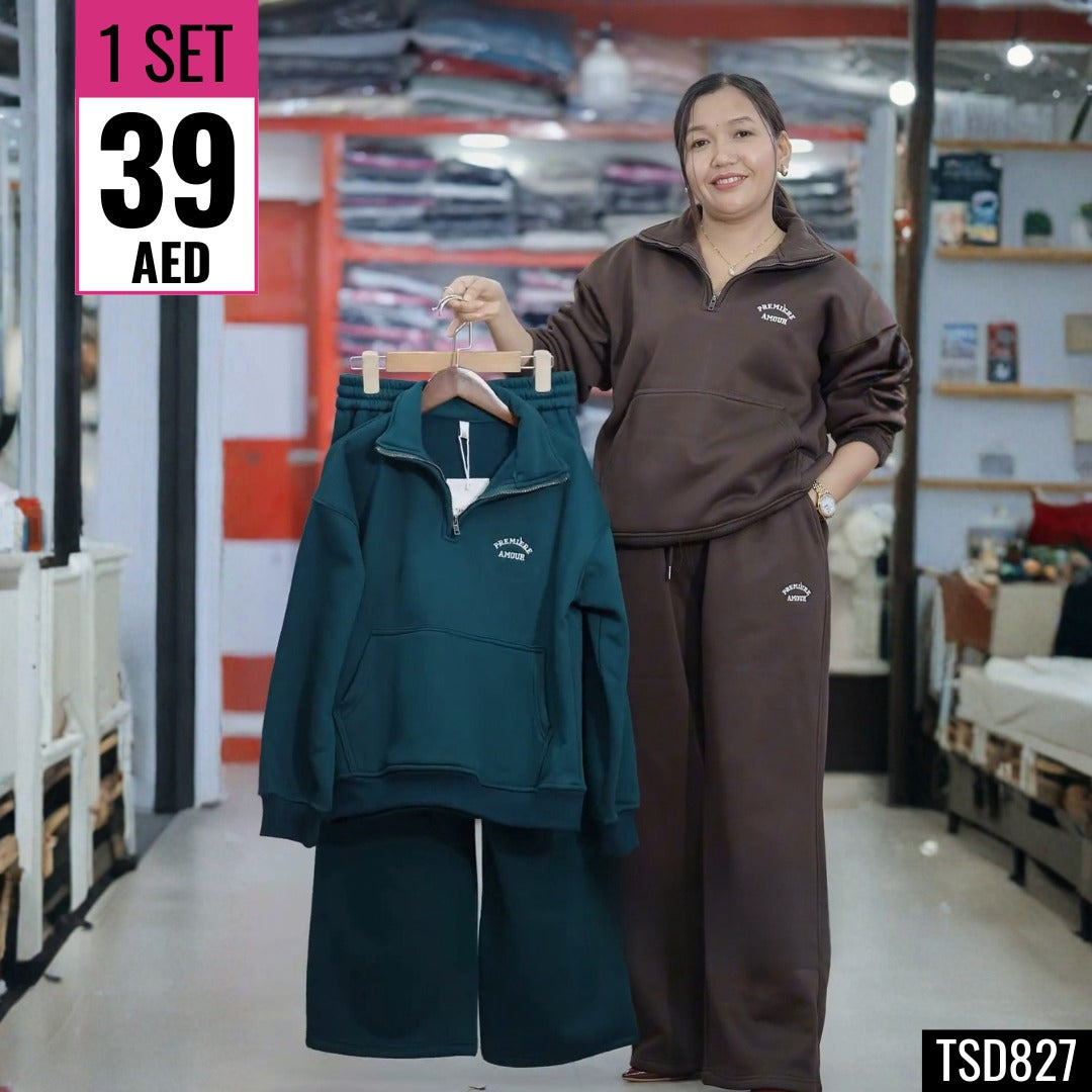 Women’s Winter Fleece Half-Zip Tracksuit Set – TSD827