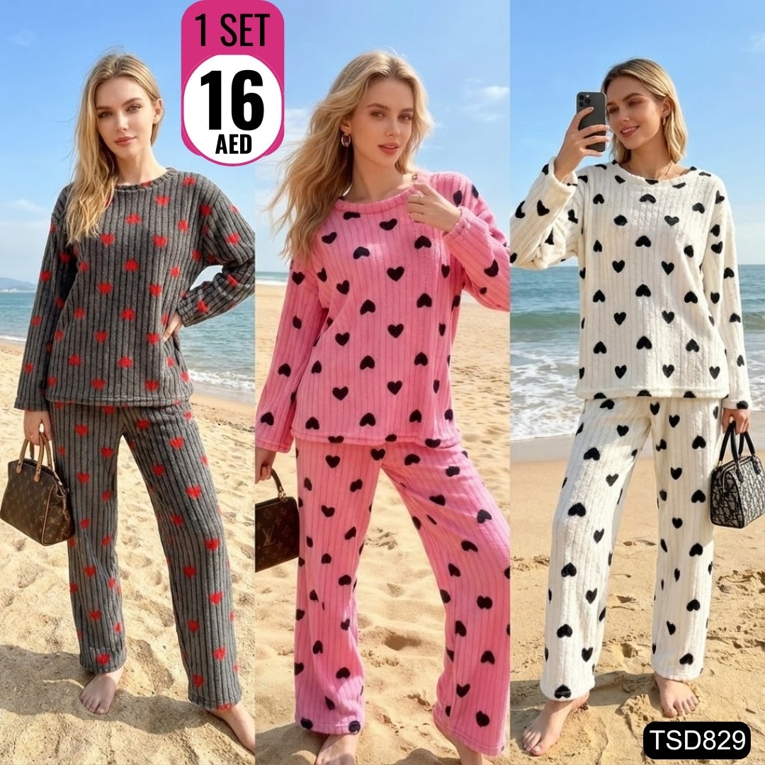 ❤️ Cozy Heart-Print Women’s Lounge/Pajama Set – TSD829