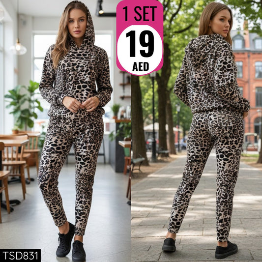 ✨ Leopard Printed Hoodie & Jogger Set – Stylish • Cozy • Trendy ✨ - TSD831
