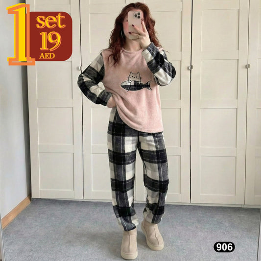 Cute & Cozy Winter Nightwear / Lounge Set - TSD906
