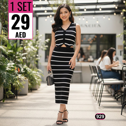 Women’s Striped Knit Co-Ord Set - 929