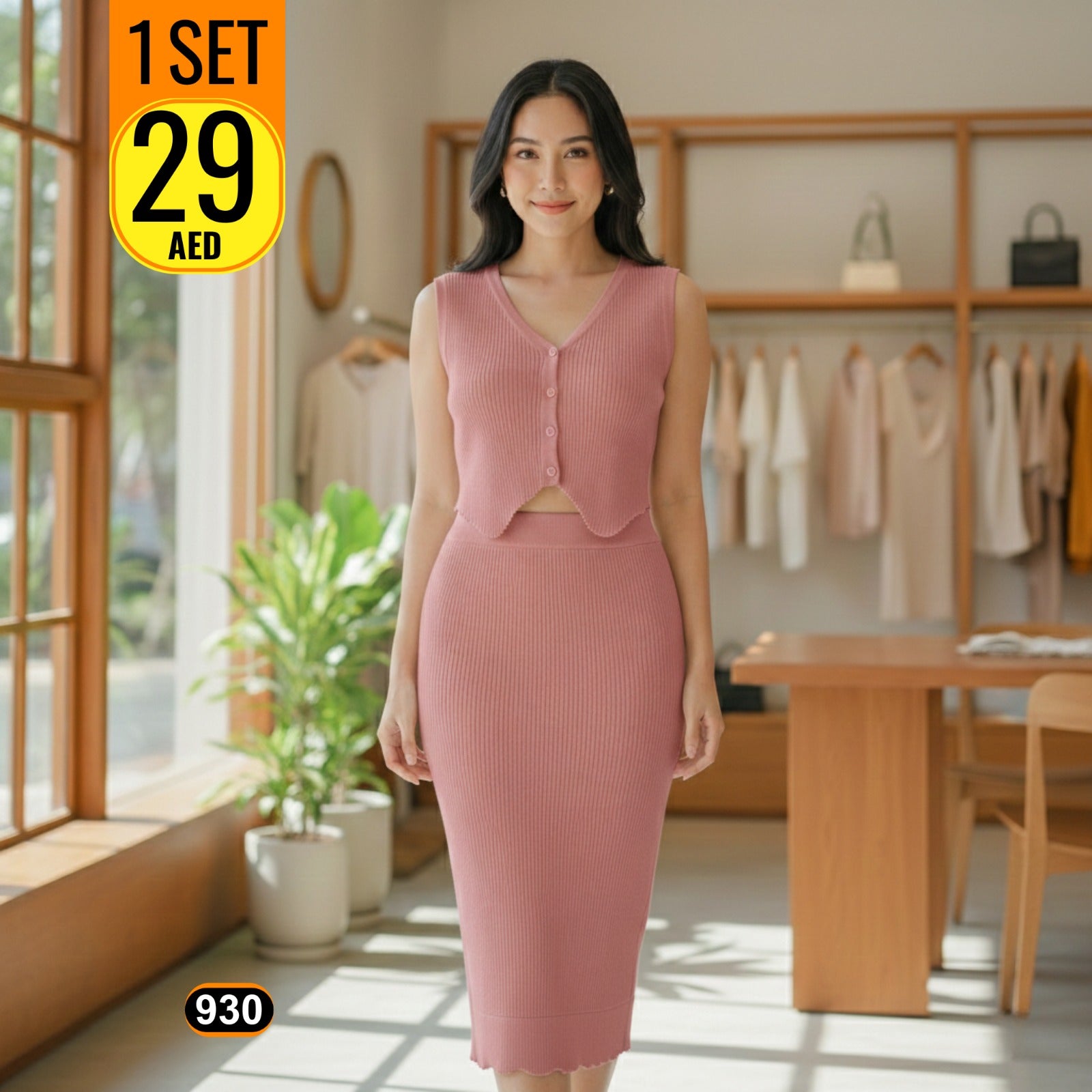 Women’s Ribbed Two-Piece Co-Ord Set - 930