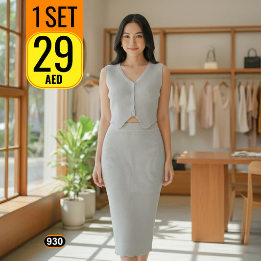 Women’s Ribbed Two-Piece Co-Ord Set - 930