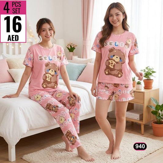 Women’s Cute Printed Pajama Set –  940