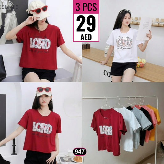 Casual Graphic Crop T-Shirt – Code 947