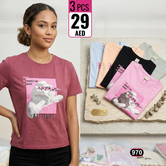 Women’s Graphic Print Casual T-Shirt – Style 970