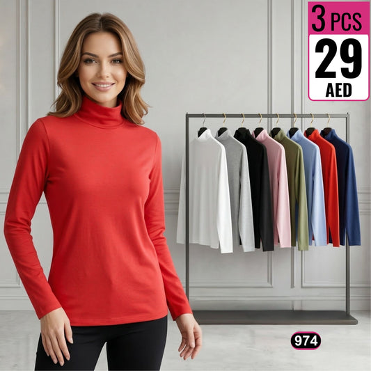 👚 Women’s Long Sleeve Turtleneck Top – Style  974