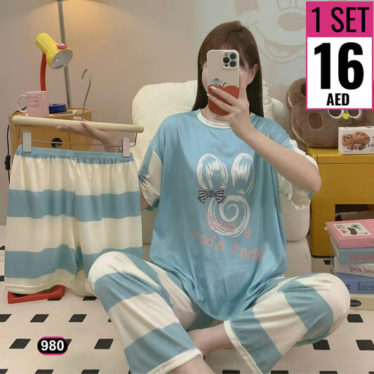 Cute Printed Night Suit Set – Soft Lounge Collection : 980