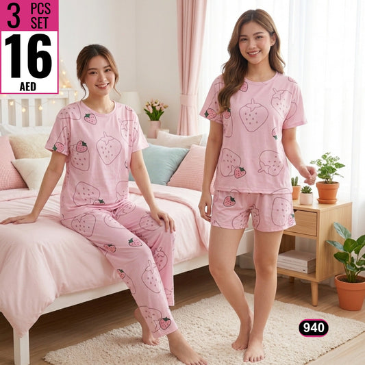 Women’s Cute Printed Pajama Set –  940