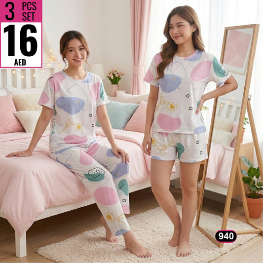 Women’s Cute Printed Pajama Set –  940