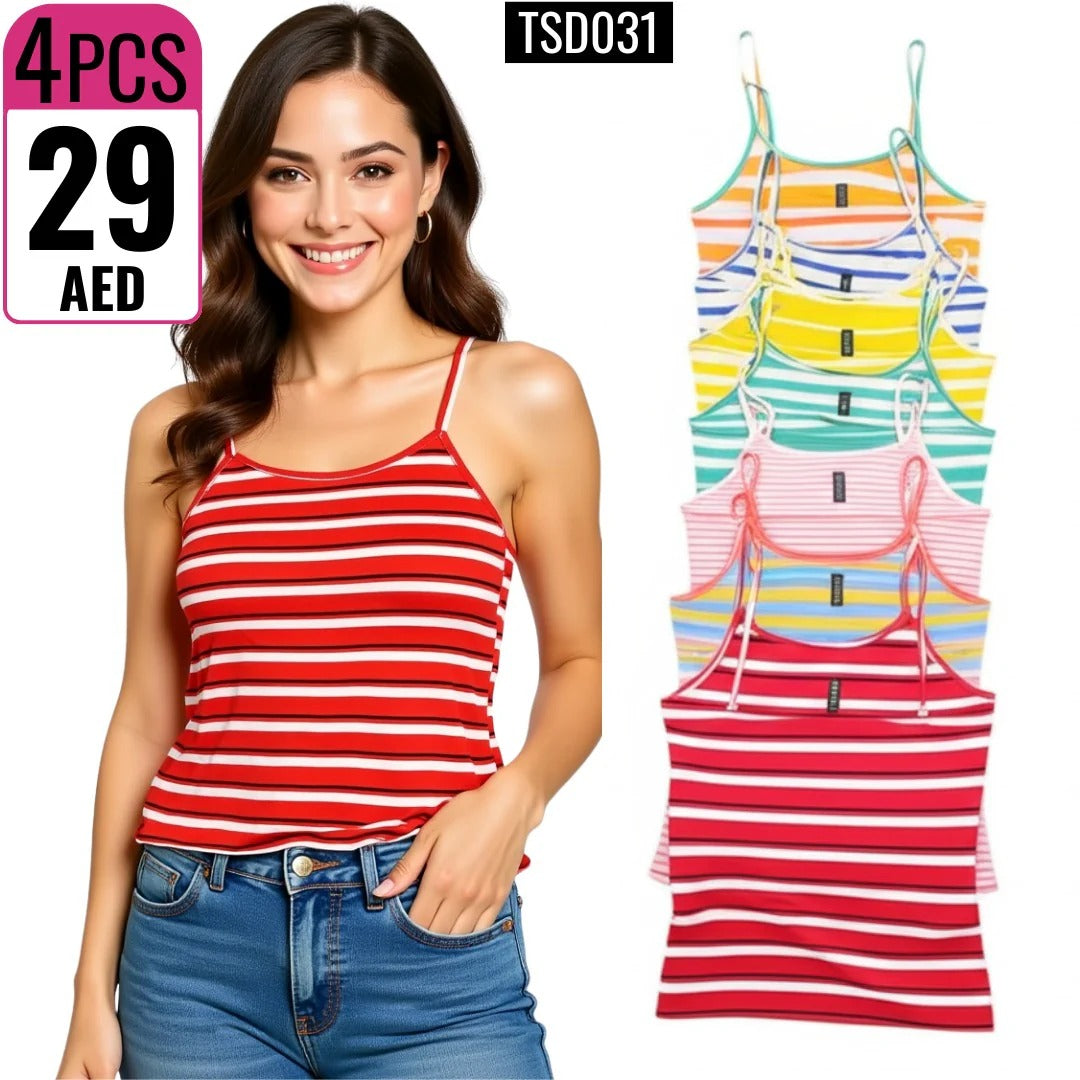Women's Striped Scoop Neck Tank Top - CC031