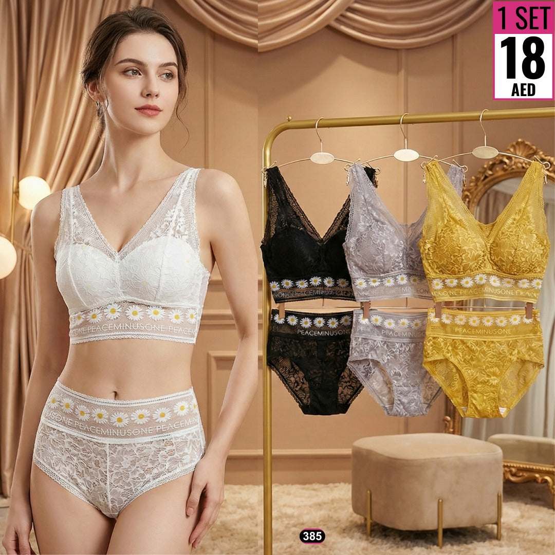 Lace Bralette Panty Set - 384 - 385