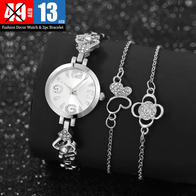 Fashion Decor Watch & 2 pc bracelet