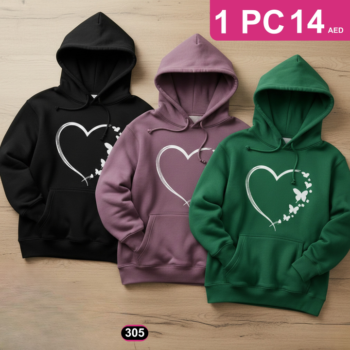 Trendy butterfly heart printed hoodie - CC305