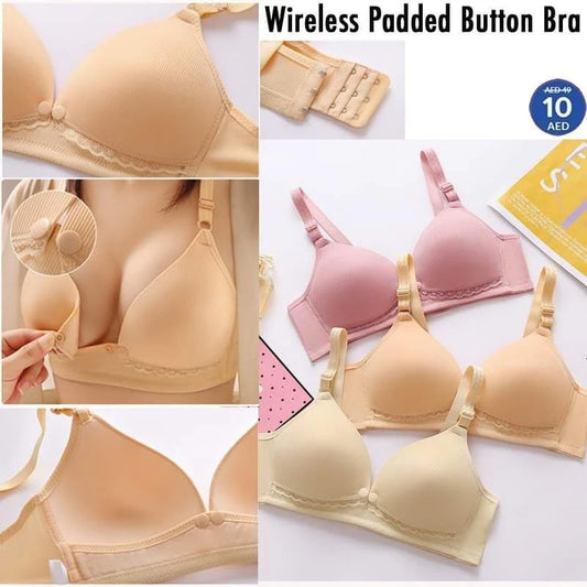 Wireless Padded Button Bra