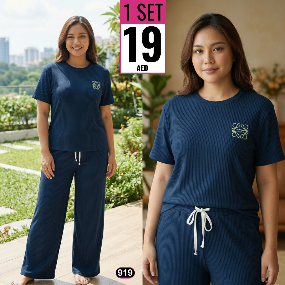 Women’s Ribbed Two-Piece Lounge Set - 919